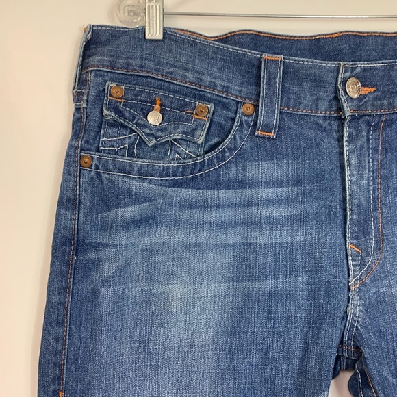 True Religion Men’s Straight Jeans Waist 38 Horse  Shoe Embroidered Pocket Flap - Picture 7 of 15